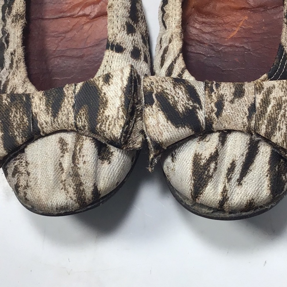 Lanvin Animal Print Fabric Bow Ballerina Flats Size 8.5 - Picture 11 of 12